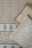 Sootisyahi 'Dream of Flowers' Handblock Printed Cotton Bedsheet-25