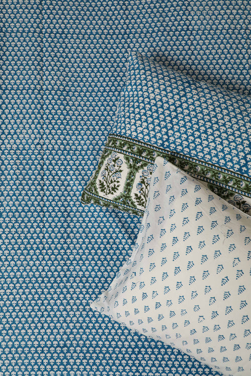Sootisyahi 'Dreams of Sky' Handblock Printed Cotton Bedsheet-29