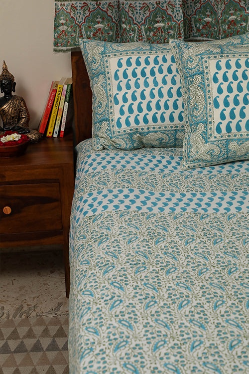 Sootisyahi 'Floral Ambar' Handblock Printed Cotton Bedsheet