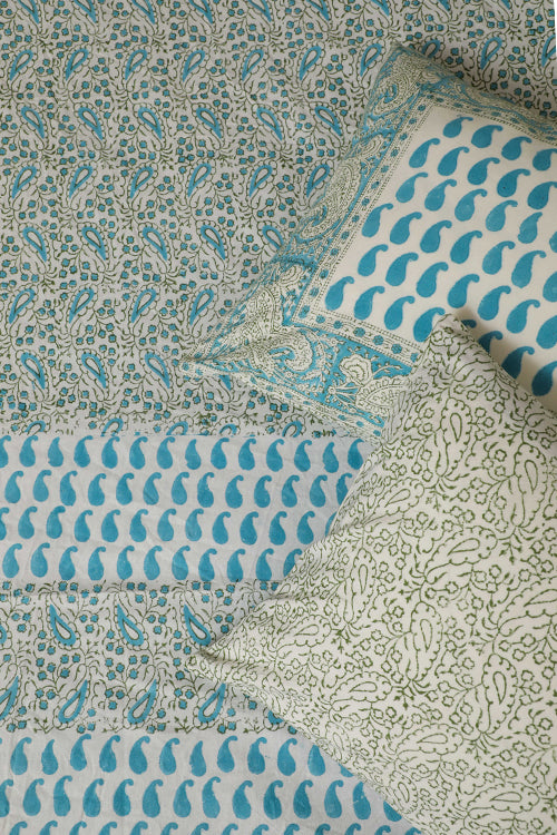 Sootisyahi 'Floral Ambar' Handblock Printed Cotton Bedsheet