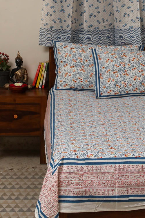 Sootisyahi 'Sparkling Bubbles' Handblock Printed Cotton Bedsheet