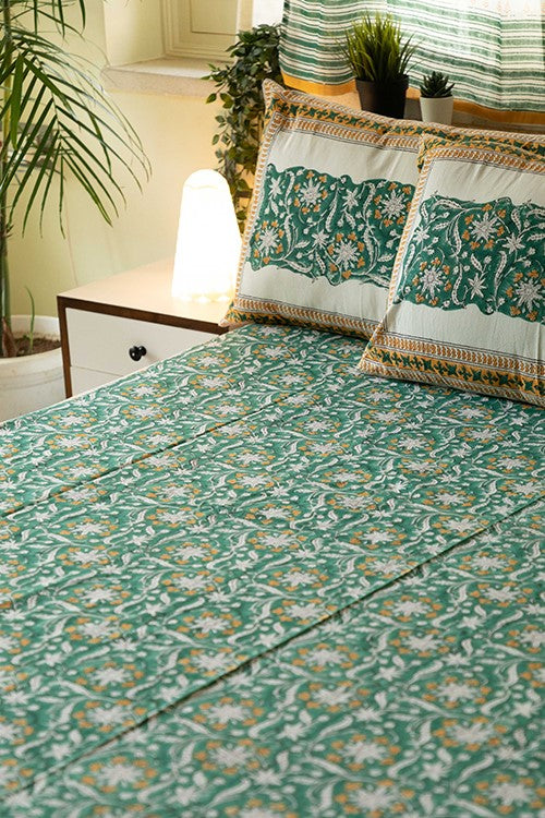 Sootisyahi 'Bahar-e-Baag' Handblock Printed Cotton Bedsheet