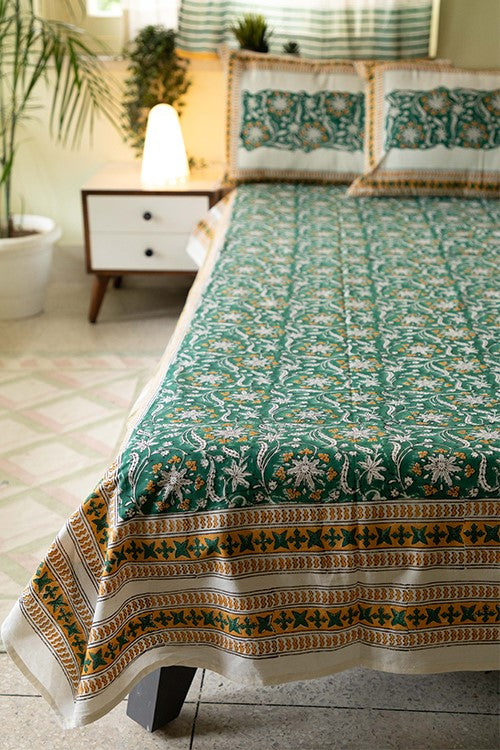 Sootisyahi 'Bahar-e-Baag' Handblock Printed Cotton Bedsheet