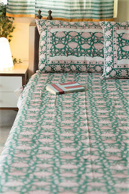 Sootisyahi 'First Blossom' Handblock Printed Cotton Bedsheet