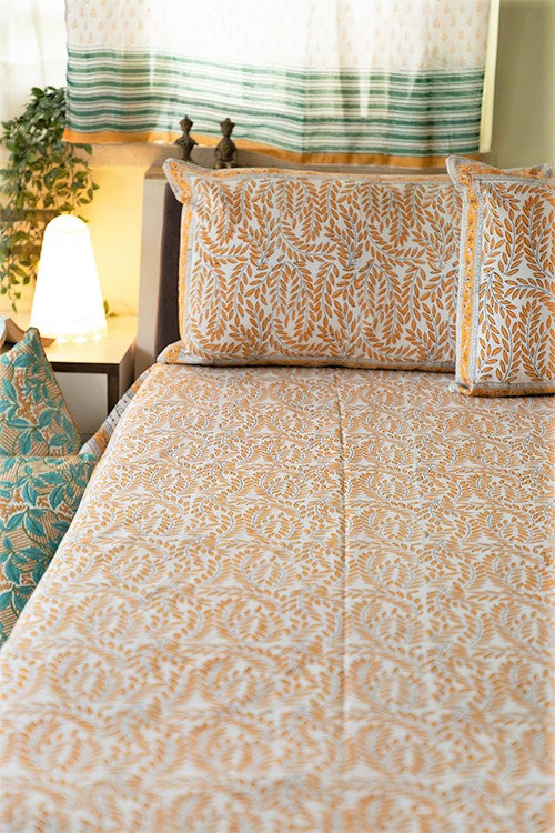 Sootisyahi 'Yellow Delight' Handblock Printed Cotton Bedsheet