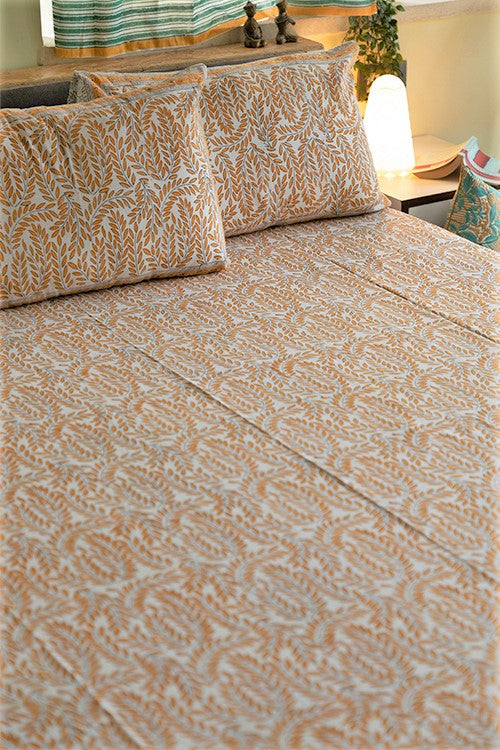 Sootisyahi 'Yellow Delight' Handblock Printed Cotton Bedsheet