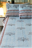 Sootisyahi 'Blue Bloom' Handblock Printed Cotton Bedsheet