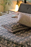 Sootisyahi 'The Grey Grace' Handblock Printed Cotton Bedsheet