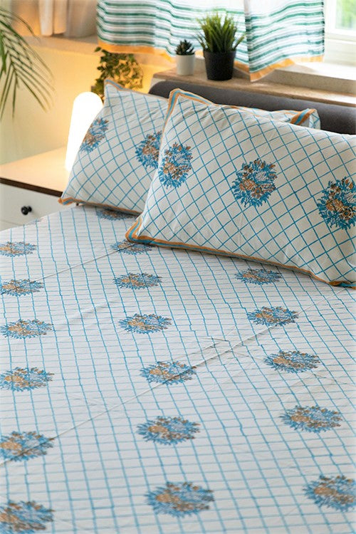 Sootisyahi 'The Garden Fence' Handblock Printed Cotton Bedsheet