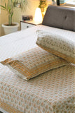Sootisyahi 'Grassy Golden' Handblock Printed Cotton Bedsheet