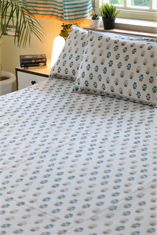 Sootisyahi 'Meaningful Minimal' Handblock Printed Cotton Bedsheet