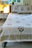 Sootisyahi 'Manmohak Lali' Handblock Printed Cotton Bedsheet
