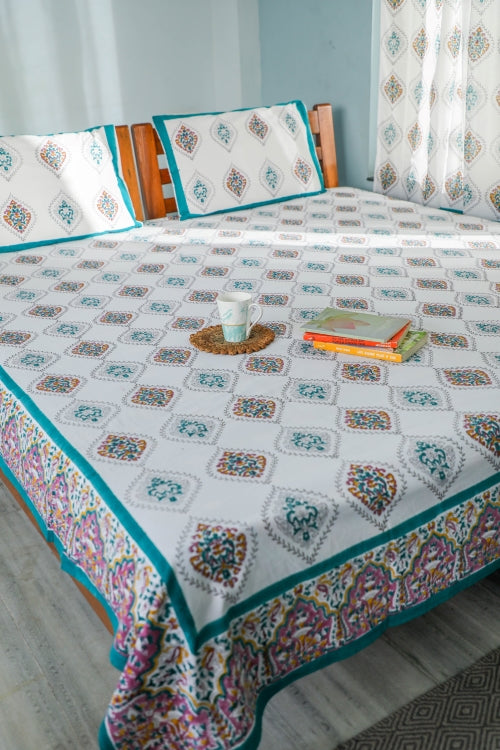Sootisyahi 'Print Harmony' Handblock Printed Cotton Bedsheet