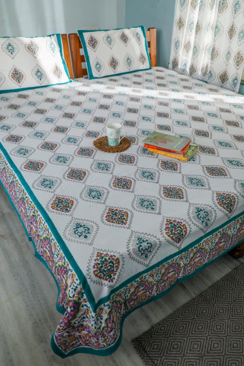 Sootisyahi 'Print Harmony' Handblock Printed Cotton Bedsheet