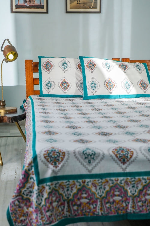Sootisyahi 'Print Harmony' Handblock Printed Cotton Bedsheet