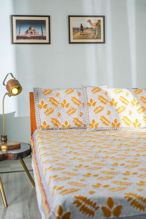 Sootisyahi 'Autumn Fest' Handblock Printed Cotton Bedsheet