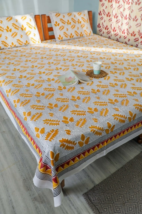 Sootisyahi 'Autumn Fest' Handblock Printed Cotton Bedsheet