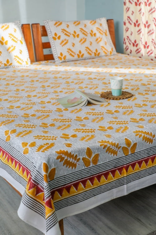 Sootisyahi 'Autumn Fest' Handblock Printed Cotton Bedsheet