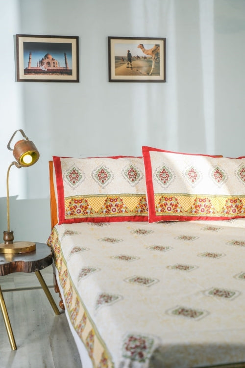 Sootisyahi 'Floral Monarch' Handblock Printed Cotton Bedsheet