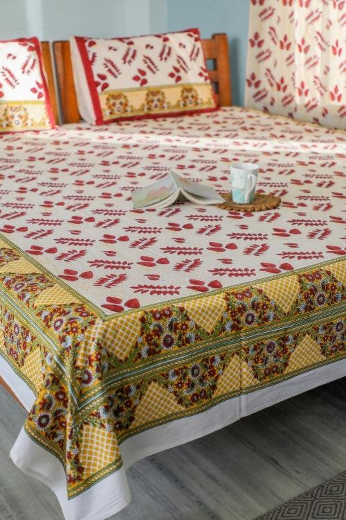 Sootisyahi 'Artful Nature' Handblock Printed Cotton Bedsheet