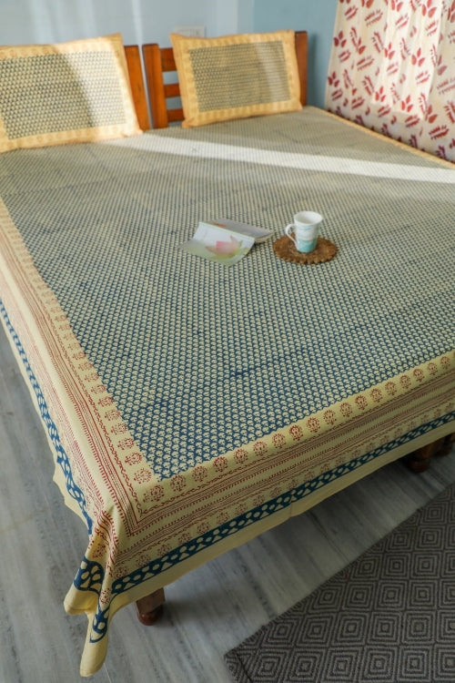 Sootisyahi 'Classic Consorts'Handblock Printed Cotton Bedsheet