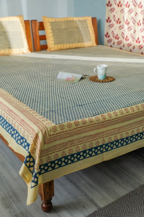 Sootisyahi 'Classic Consorts'Handblock Printed Cotton Bedsheet