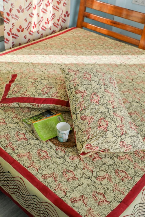 Sootisyahi 'Web Of Color' Handblock Printed Cotton Bedsheet