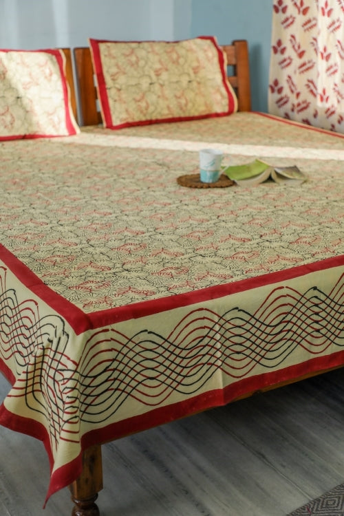 Sootisyahi 'Web Of Color' Handblock Printed Cotton Bedsheet