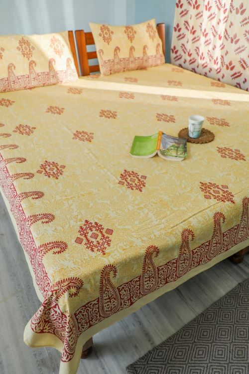 Sootisyahi 'Modern Motley' Handblock Printed Cotton Bedsheet