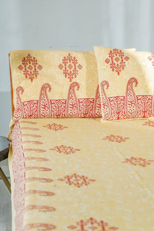 Sootisyahi 'Modern Motley' Handblock Printed Cotton Bedsheet