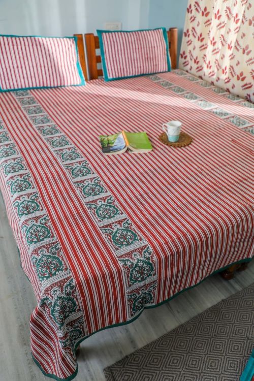 Sootisyahi 'Traditional Environs' Handblock Printed Cotton Bedsheet