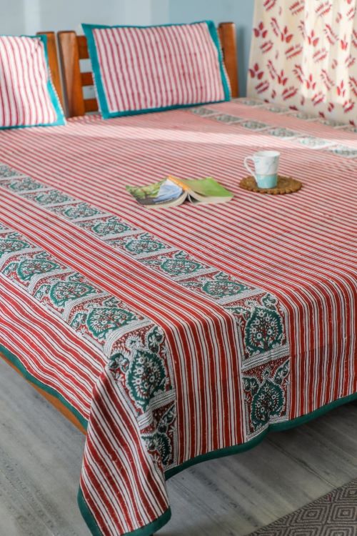 Sootisyahi 'Traditional Environs' Handblock Printed Cotton Bedsheet