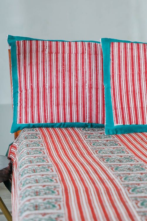 Sootisyahi 'Traditional Environs' Handblock Printed Cotton Bedsheet