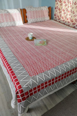 Sootisyahi 'Geometrical Valley' Handblock Printed Cotton Bedsheet