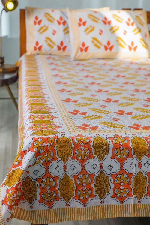 Sootisyahi 'Rare Leaves' Handblock Printed Cotton Bedsheet