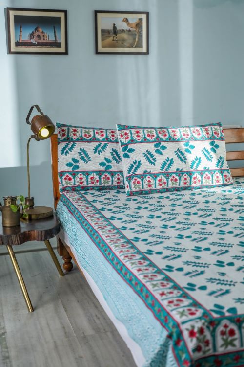 Sootisyahi 'Garden Party' Handblock Printed Cotton Bedsheet