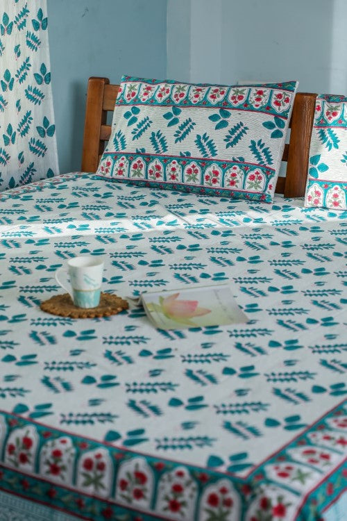 Sootisyahi 'Garden Party' Handblock Printed Cotton Bedsheet