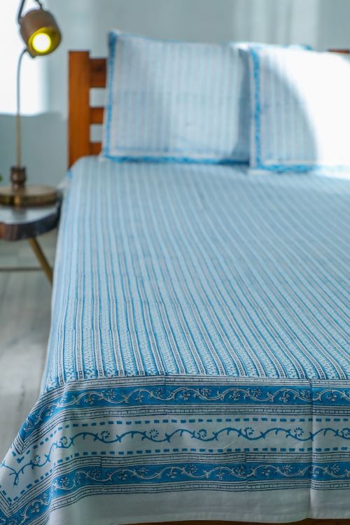 Sootisyahi 'Vertical Garden' Handblock Printed Cotton Bedsheet