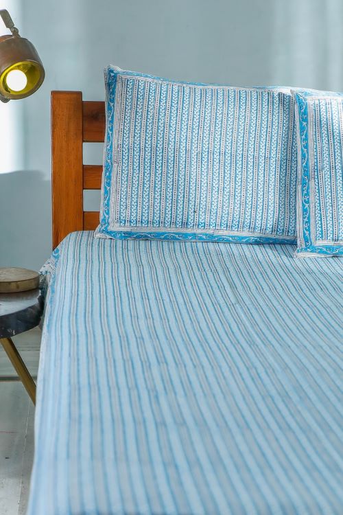 Sootisyahi 'Vertical Garden' Handblock Printed Cotton Bedsheet
