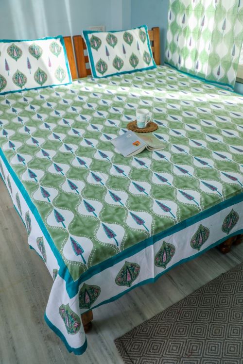 Sootisyahi 'Four Seasons' Handblock Printed Cotton Bedsheet