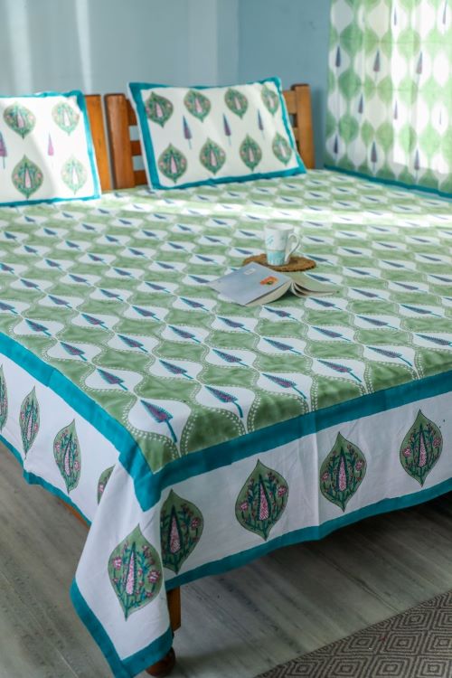 Sootisyahi 'Four Seasons' Handblock Printed Cotton Bedsheet