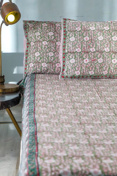 Sootisyahi 'Mughal Garden' Handblock Printed Cotton Bedsheet