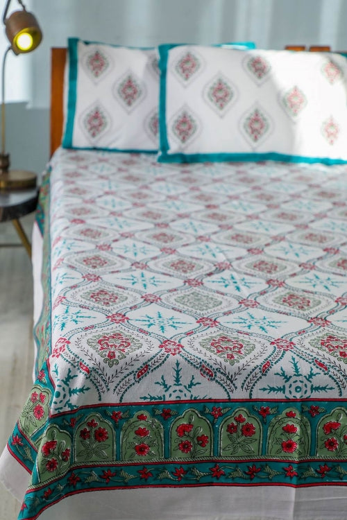 Sootisyahi 'Summer Window' Handblock Printed Cotton Bedsheet
