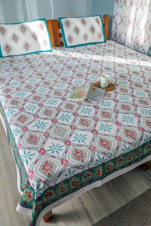 Sootisyahi 'Summer Window' Handblock Printed Cotton Bedsheet