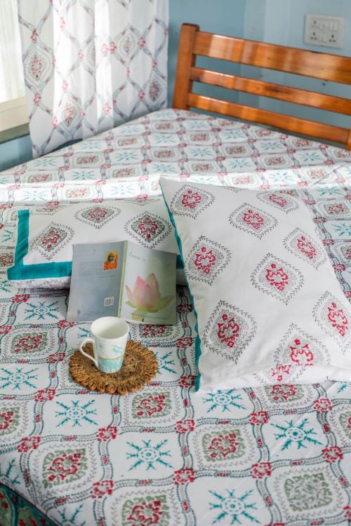 Sootisyahi 'Summer Window' Handblock Printed Cotton Bedsheet