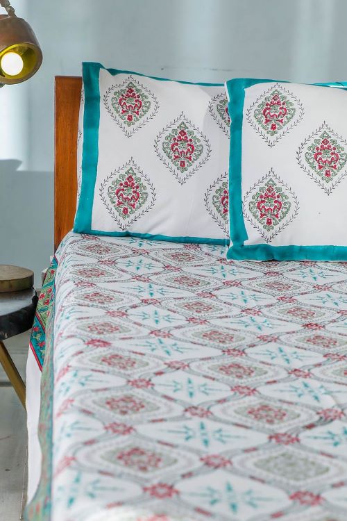 Sootisyahi 'Summer Window' Handblock Printed Cotton Bedsheet