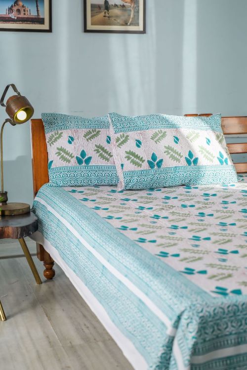 Sootisyahi 'Vibrant Essence' Handblock Printed Cotton Bedsheet