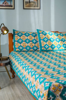 Sootisyahi 'Rainbow Cassata' Handblock Printed Cotton Bedsheet