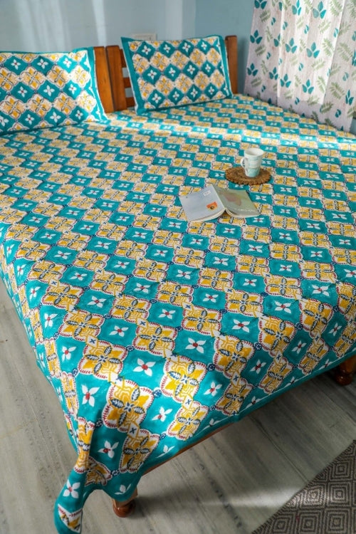 Sootisyahi 'Rainbow Cassata' Handblock Printed Cotton Bedsheet