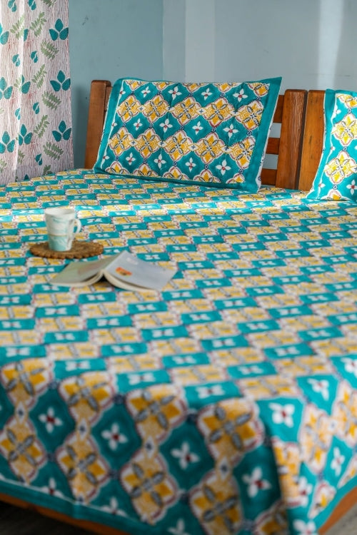 Sootisyahi 'Rainbow Cassata' Handblock Printed Cotton Bedsheet